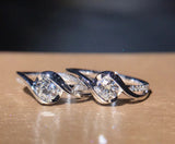 Tibetan Silver Engagement Ring Flash Rhinestone Wedding Band CZ Ring