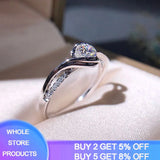 Tibetan Silver Engagement Ring Flash Rhinestone Wedding Band CZ Ring