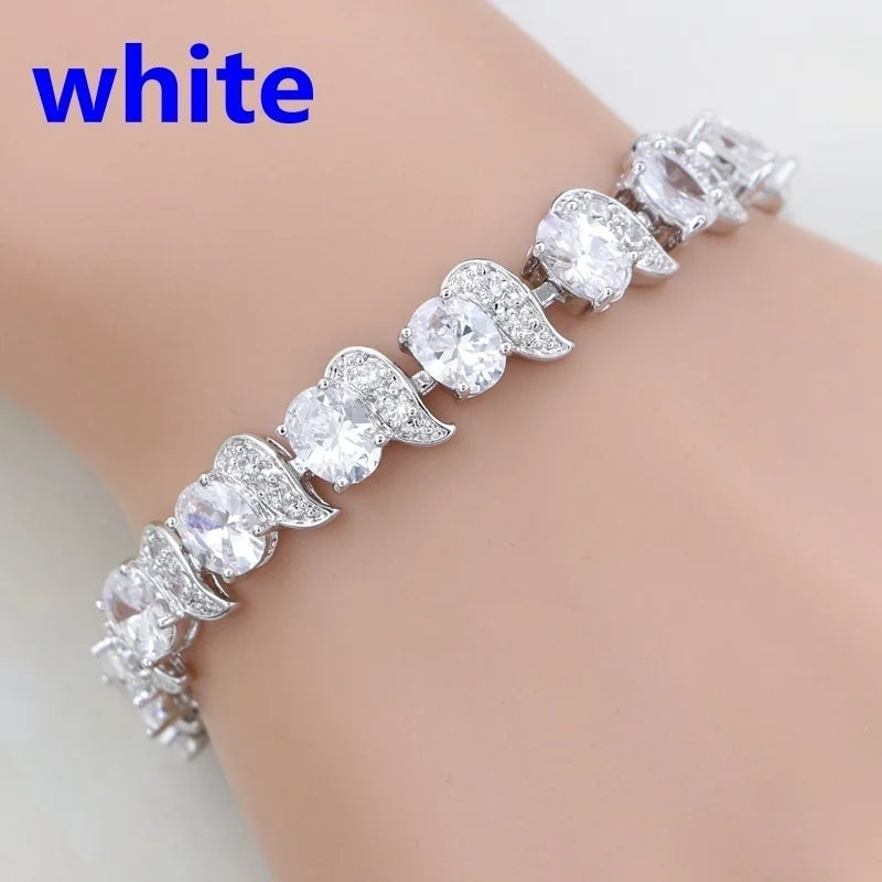 Red Garnet CZ Charm 925 Silver Bracelet For Women