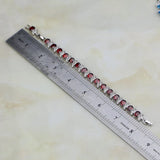 Red Garnet CZ Charm 925 Silver Bracelet For Women