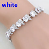 Red Garnet CZ Charm 925 Silver Bracelet For Women