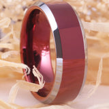 Classic Red Tungsten Rings Men Women Wedding Anniversary Gift