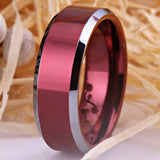 Classic Red Tungsten Rings Men Women Wedding Anniversary Gift
