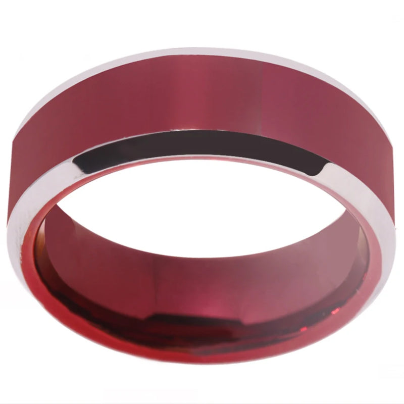 Classic Red Tungsten Rings Men Women Wedding Anniversary Gift