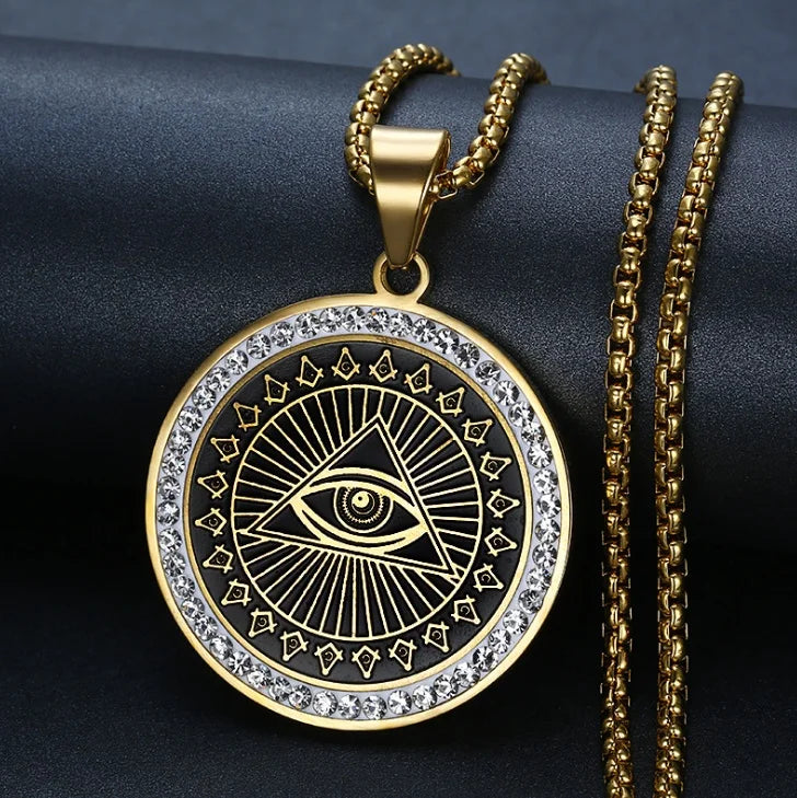 Religious Style High Metal Eyes of Evil Rays Pendant Necklace
