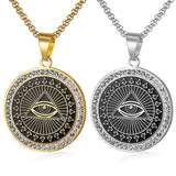 Religious Style High Metal Eyes of Evil Rays Pendant Necklace