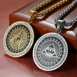 Religious Style High Metal Eyes of Evil Rays Pendant Necklace
