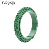 Resin Cuff Engraved Flower Bracelet for Women