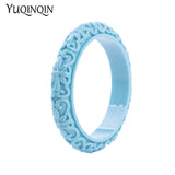 Resin Cuff Engraved Flower Bracelet for Women