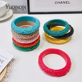 Resin Cuff Engraved Flower Bracelet for Women