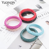 Resin Cuff Engraved Flower Bracelet for Women