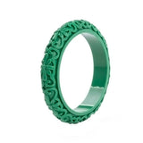 Resin Cuff Engraved Flower Bracelet for Women