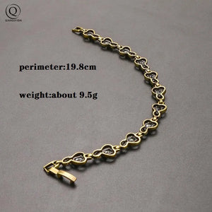 Retro Copper Crystal Heart Bracelet For Women Love Gift Jewelry