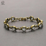 Retro Copper Crystal Heart Bracelet For Women Love Gift Jewelry