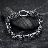 Retro Double Wolf Head Hand Bands Bracelet Men Stainless Steel