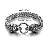 Retro Double Wolf Head Hand Bands Bracelet Men Stainless Steel