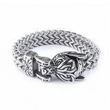 Retro Double Wolf Head Hand Bands Bracelet Men Stainless Steel