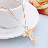 Retro CZ Cross Choker Necklace Silver Crystal Pendant Jewelry