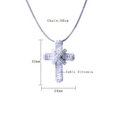 Retro CZ Cross Choker Necklace Silver Crystal Pendant Jewelry