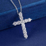 Retro CZ Cross Choker Necklace Silver Crystal Pendant Jewelry
