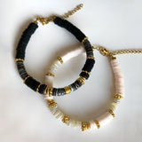 Classic Retro Silicone Natural Stone Shell Bead Mixed Bracelet