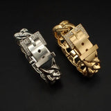 Rhinestone Metal Bracelet for Women Statement Cuff Bangle Jewelry