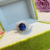 Women's Cushion Sapphire Zircon Open Ring Silver Wedding Jewelry