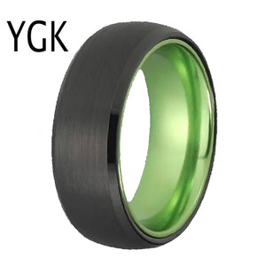 Classic Tungsten Wedding Engagement Ring Green Aluminum Inlay