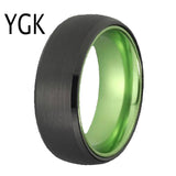 Classic Tungsten Wedding Engagement Ring Green Aluminum Inlay