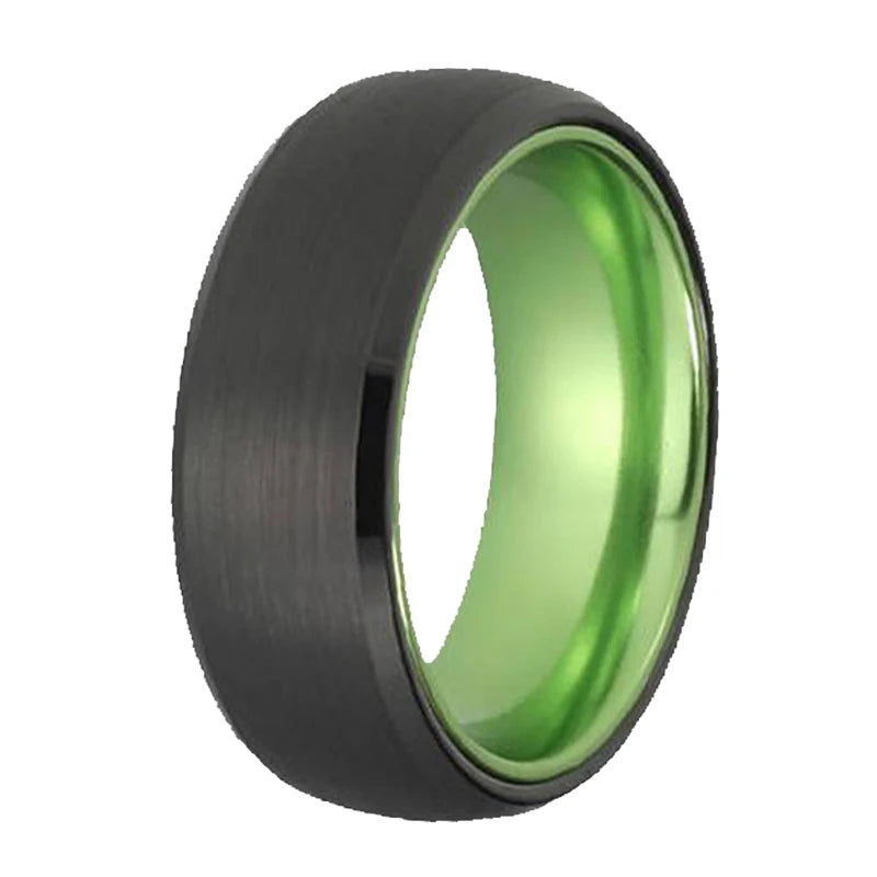 Classic Tungsten Wedding Engagement Ring Green Aluminum Inlay