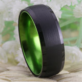 Classic Tungsten Wedding Engagement Ring Green Aluminum Inlay