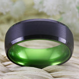 Classic Tungsten Wedding Engagement Ring Green Aluminum Inlay