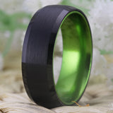 Classic Tungsten Wedding Engagement Ring Green Aluminum Inlay