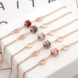 Roman Numerals CZ Chain Link Bracelet Titanium Steel Charms Women Wedding