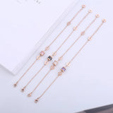 Roman Numerals CZ Chain Link Bracelet Titanium Steel Charms Women Wedding