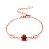 Roman Numerals CZ Chain Link Bracelet Titanium Steel Charms Women Wedding