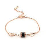 Roman Numerals CZ Chain Link Bracelet Titanium Steel Charms Women Wedding
