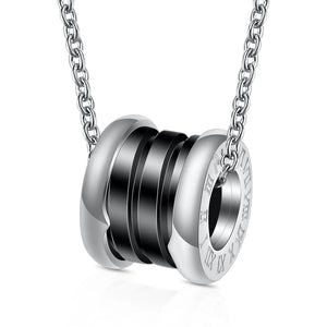 Classic Roman Numerals Necklace Short Spring White/Black Ceramic Pendant