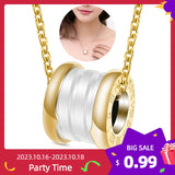 Classic Roman Numerals Necklace Short Spring White/Black Ceramic Pendant