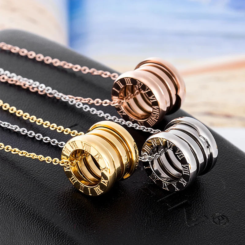 Roman Numerals Necklace Stainless Steel Pendant Chain for Women