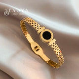 Roman Numerals Disc Stainless Steel Charm Bracelet