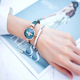 Rose Link Chain Bangle Bracelet Stainless Steel Cuff Hand Jewelry