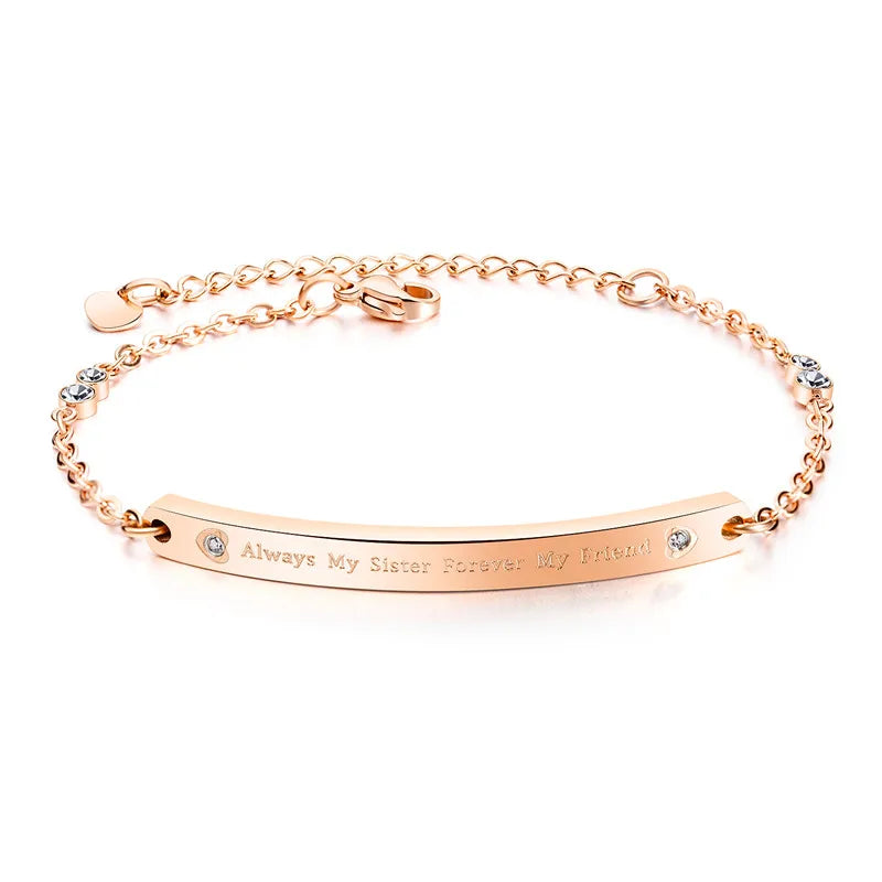 Rose Link Chain Bangle Bracelet Stainless Steel Cuff Hand Jewelry