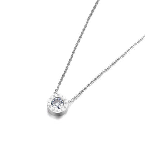 Classic 2Ct CZ Pendant Necklace Titanium Steel Chokers