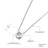 Classic 2Ct CZ Pendant Necklace Titanium Steel Chokers