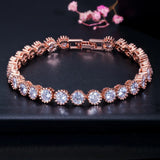Classic CZ Tennis Bracelet Bangle Rose Women Jewelry Gift