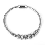 Crystal Bead Bracelets & Bangles Sliver Steel Cuff Bangle
