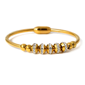 Crystal Bead Bracelets & Bangles Sliver Steel Cuff Bangle