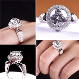 2.0CT Zircon Ring Wedding Silver Engagement Promise Anniversary