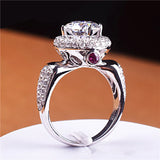 2.0CT Zircon Ring Wedding Silver Engagement Promise Anniversary